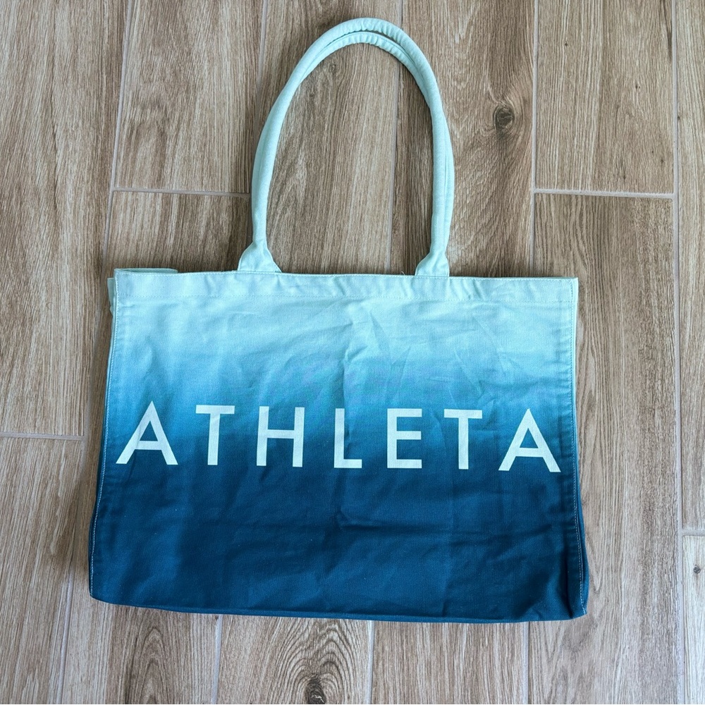 NWOT Athleta Blue Canvas Tote Bag with Gradient Desig